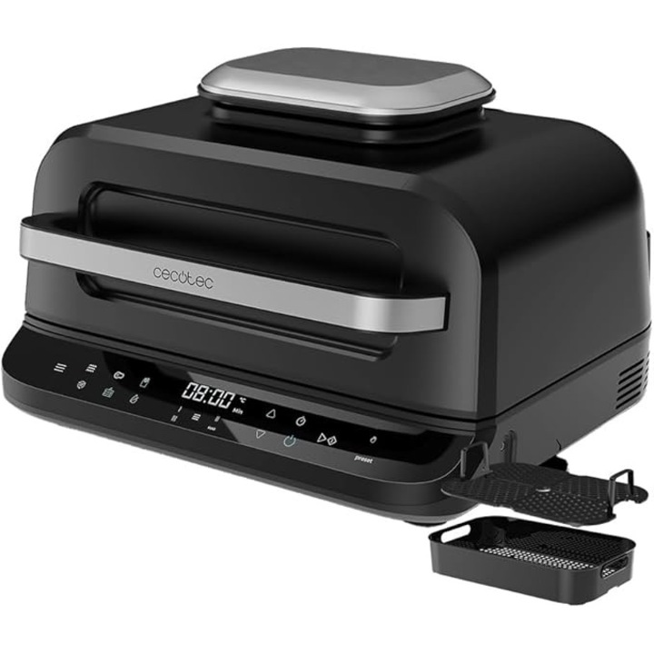 Friteuza cu aer cald Cecotec Cecofry FireDome 6000 – Grill fara ulei, 2400 W, 6 moduri de gatire si 4 niveluri de grill, termostat reglabil, include senzor de temperatura si accesorii