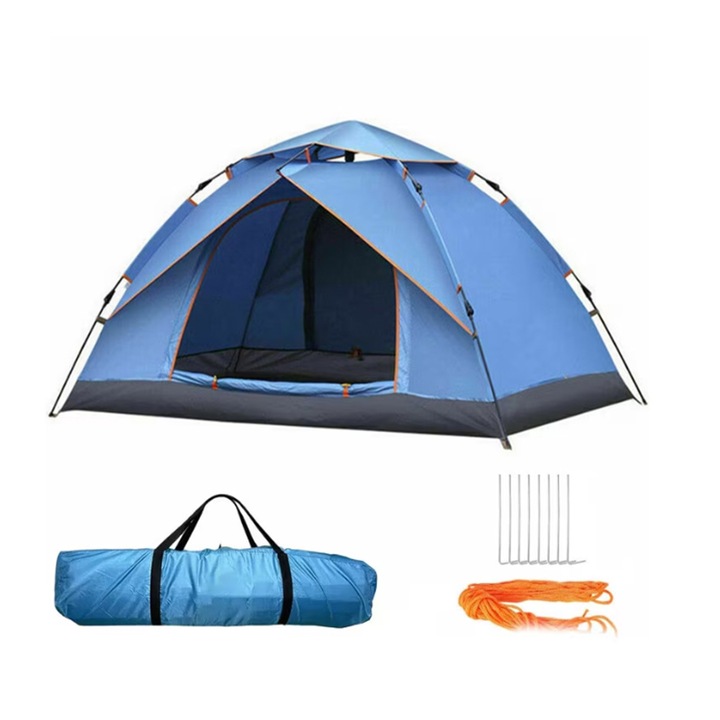 Automata kempingsátor, Rqiurpn, 3-4 személyes, vízálló, 215x200x135cm, könnyű, 2 ajtóval
