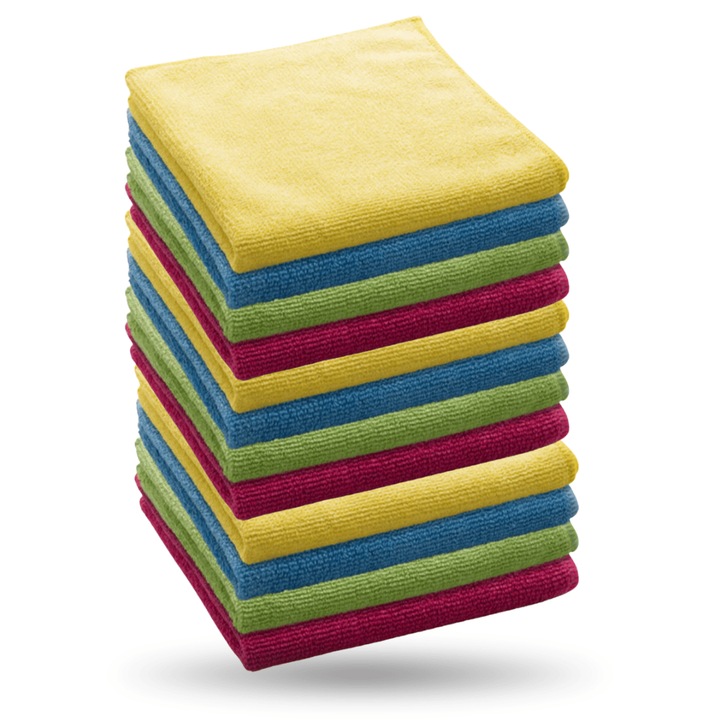 Pachet PufColor Expert – 12 lavete magice din microfibra, 40x40cm, Cod Culori, Practic si Curat®