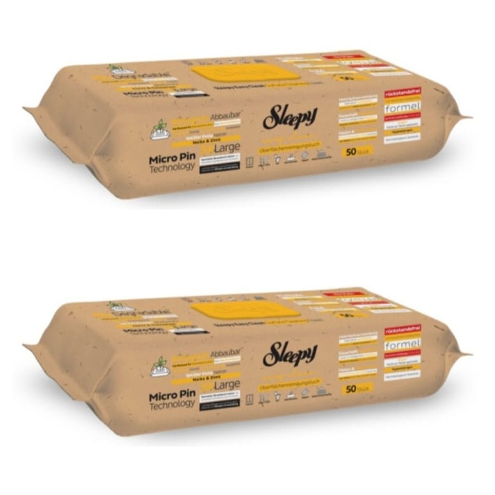 Pachet x 2 Servetele Umede multisuprafete Sleepy Bio Easy Clean Clove &Cinnamon, 100 buc