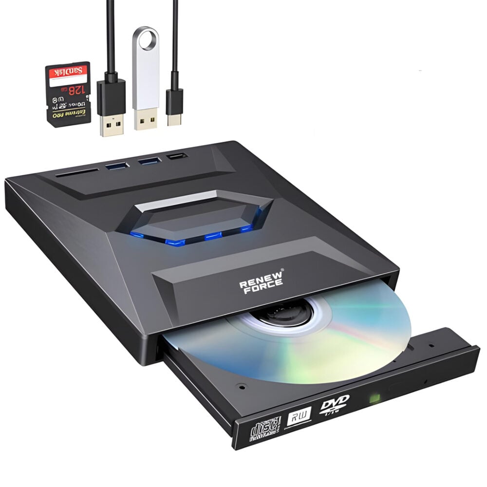 Cititor extern CD/DVD, BGHYHYHI, USB C 3.0, negru, 14x14x1.2cm