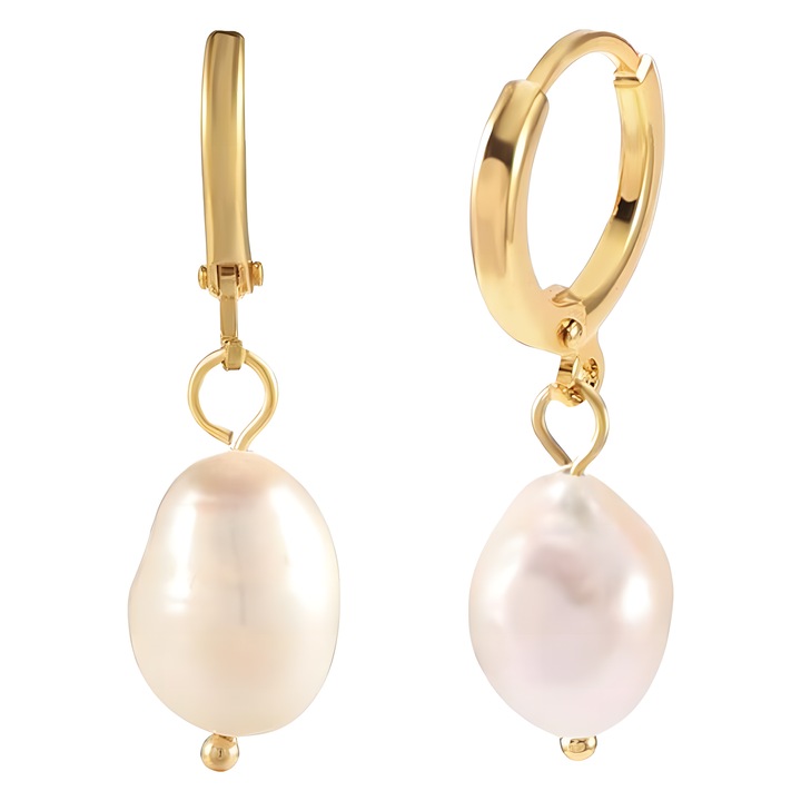 Дамски перлени обеци, Eclatiana, позлатени S925, 18K злато, хипоалергенни, висококачествена подаръчна кутия за бижута