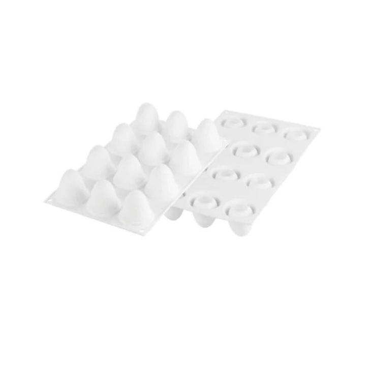 Forma din silicon pentru oua, Silikomart Egg 30, 12 cavitati, Ø34x47h mm