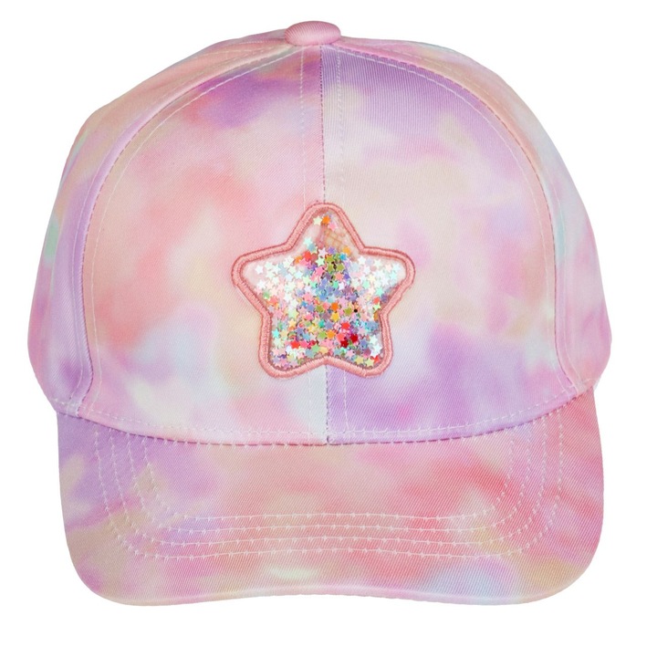 Sapca Roz cu Model Tie Dye & Stea cu Confetti pentru Copii
