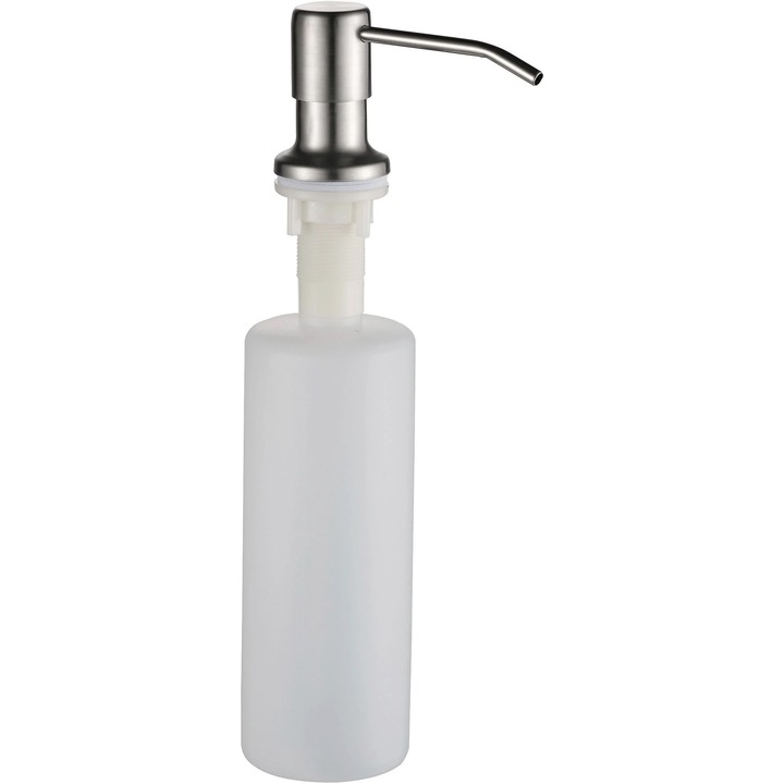 Beépíthető adagoló folyékony szappanhoz vagy mosogatószerhez, rozsdamentes acél kivitel, 500 ml