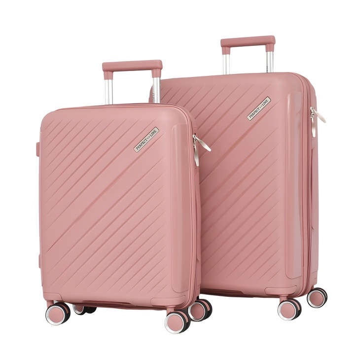 Set valize PERFECT++LINE PP 2333, Expander, 64/44/26 cm, Roz, 2 bucati