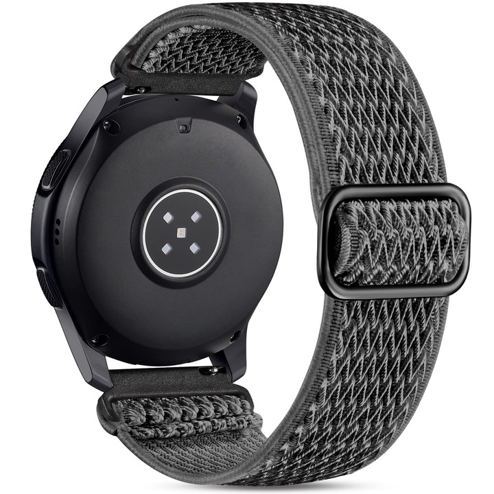 Szövetszíj, Kompatibilis a Huawei Watch GT/GT 2, Samsung Galaxy Watch és más, 22 mm-es szíjas órákkal, rugalmas nejlon, állítható, asztroszürke