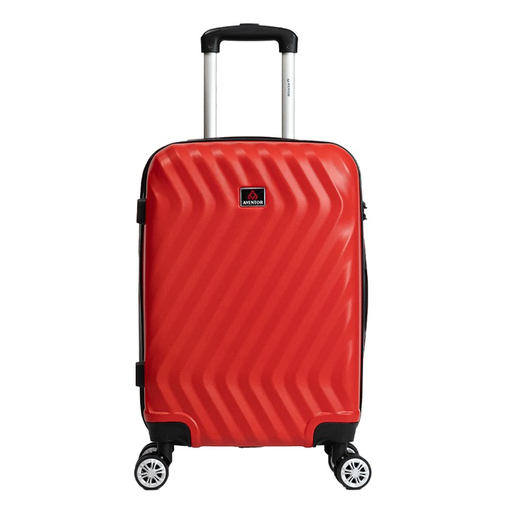 Куфар Aventor AV104, 55x36x22 см, за ръчен багаж, 100% ABS, шифър, 4 двойни колела 360°, червена