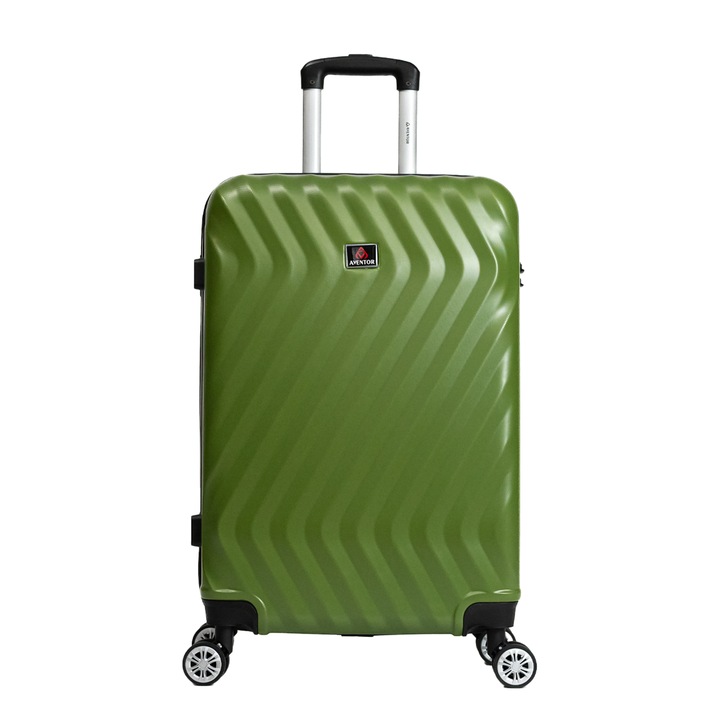 Куфара Aventor AV104, 67x43x25 см, регистриран багаж, 100% ABS, шифър, 4 двойни колела 360°, зелена