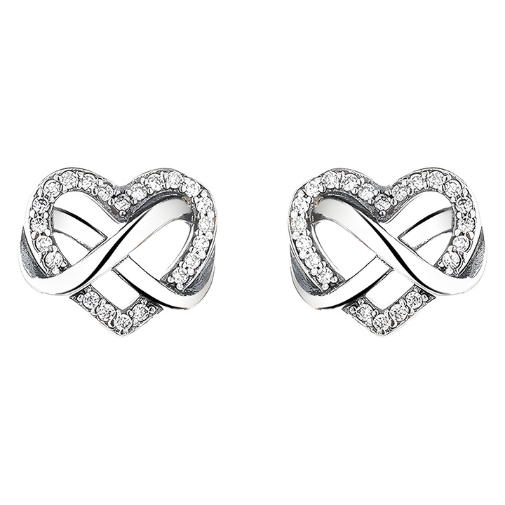 Női szív alakú fülbevaló, S925, Elatiana, Ezüst/Cirkónium, Ezüst, Hipoallergén, Prémium ékszer ajándékdobozban