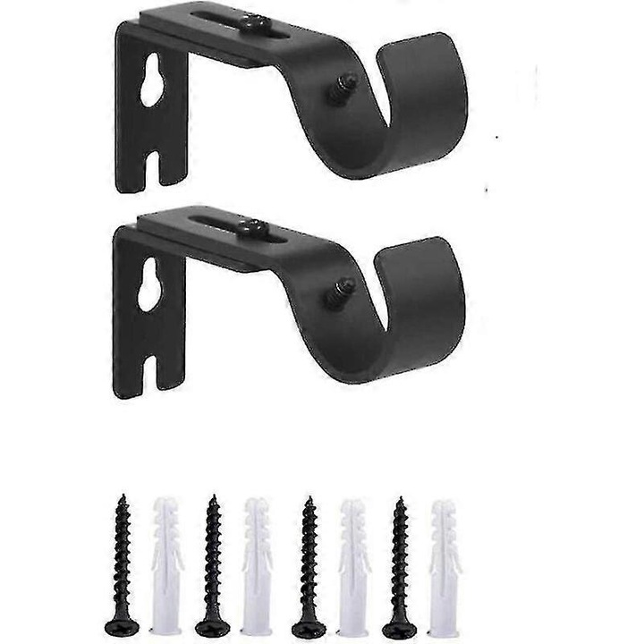 Set 2 suporturi pentru perdele ajustabile, metalice, negre, 3-12cm, diametru 2.54cm