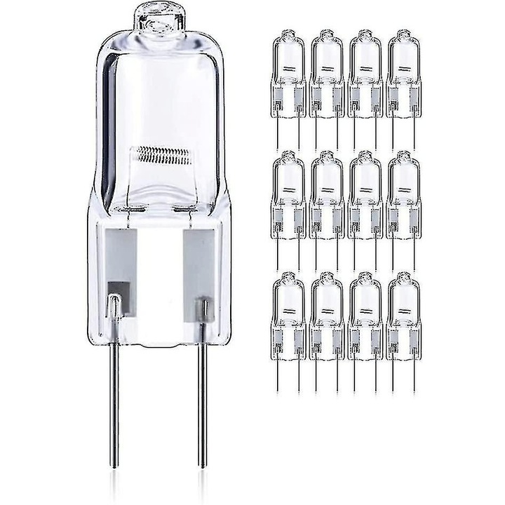 Set 12 becuri halogen dimabile 50W GY6.35 T4 12V alb cald 13.2x42mm