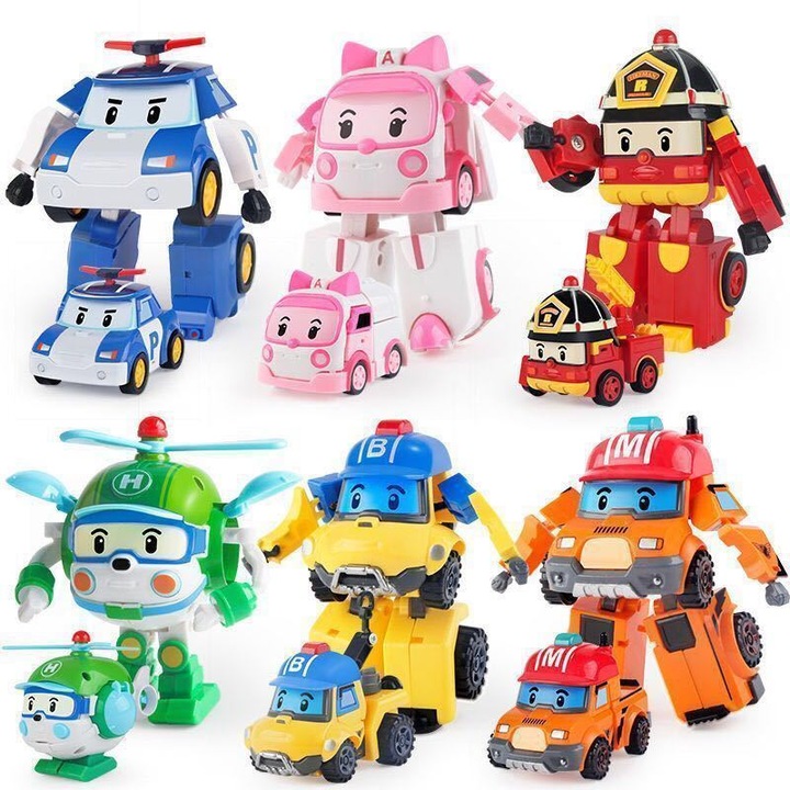 Super Wings Figurina Acion Robocar Poli Ambe Roy Helly Masina Robot Asamblata Jucarii