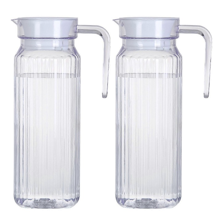 Set 2 Termosuri din Sticla cu Capac, 1L, Design Antispill, Transparent