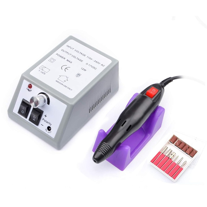 Masina electrica de pilit unghii, 20.000 RPM, 4 burghie, compacta, usoara