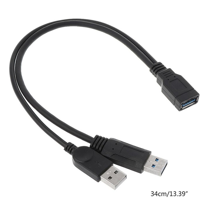 Cablu de extensie USB 2.0, 30cm, negru, set de 1 buc