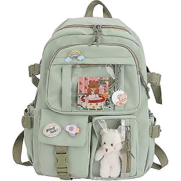 Rucsac kawaii cu accesorii, capacitate mare, design multi-pochet, 40x30x11cm