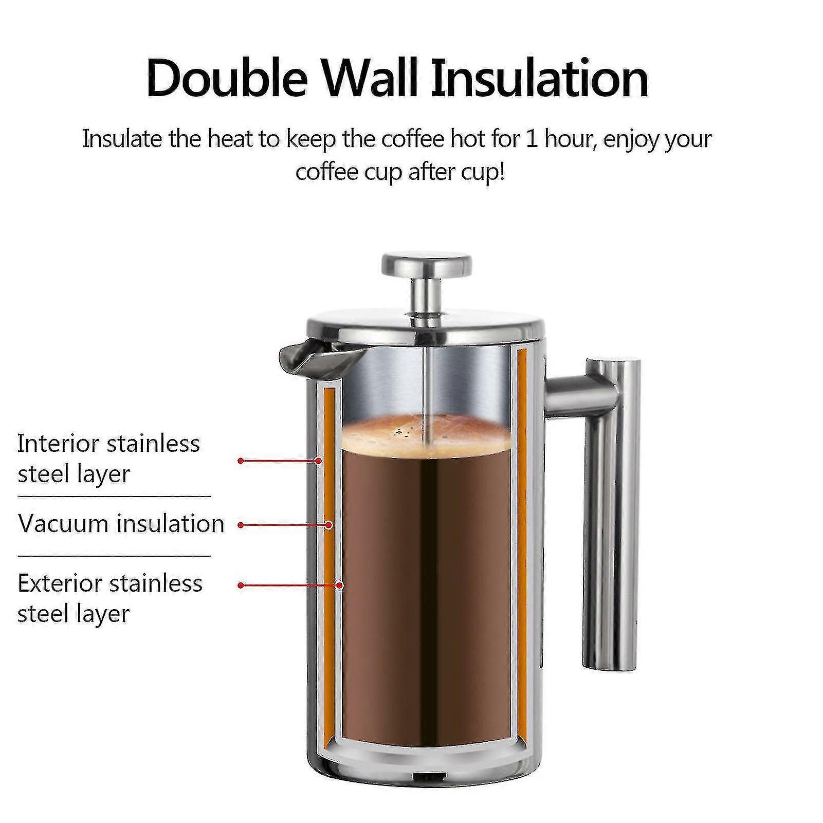 Cafetiera French Press otel inoxidabil dublu perete 800ml