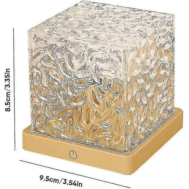 Lampa de masa cu efect valuri apa, 16 culori, telecomanda, reincarcabila