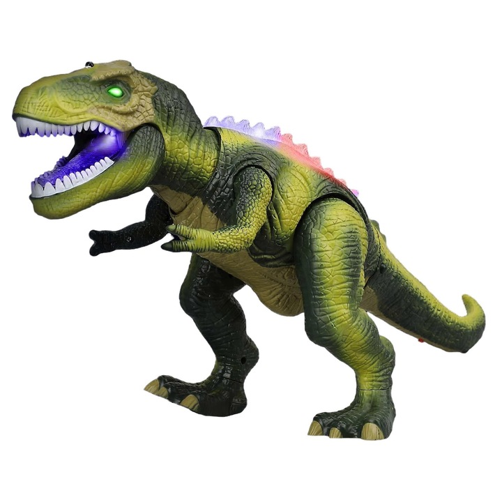 Robot dinozaur cu telecomanda, sunet realist, verde, 3-5 ani
