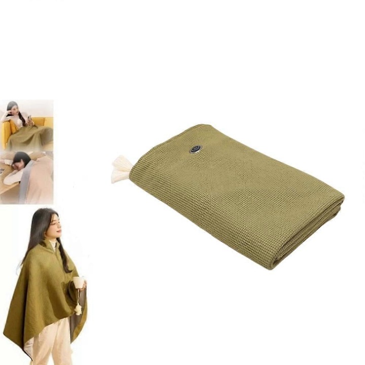 Електрическо загряващо одеяло, преносимо, 150x80см, зелено