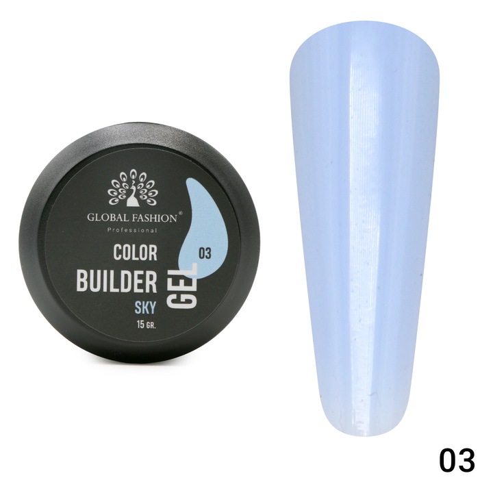 Gel pentru modelarea unghiilor 15 g, Color Builder Gel, 03-Sky
