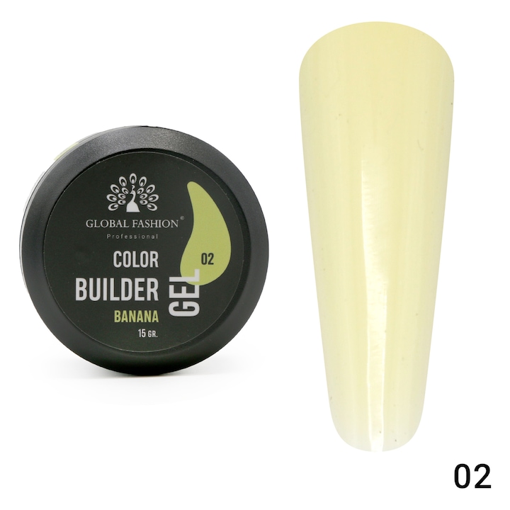 Gel pentru modelarea unghiilor 15 g, Color Builder Gel, 02-Banana