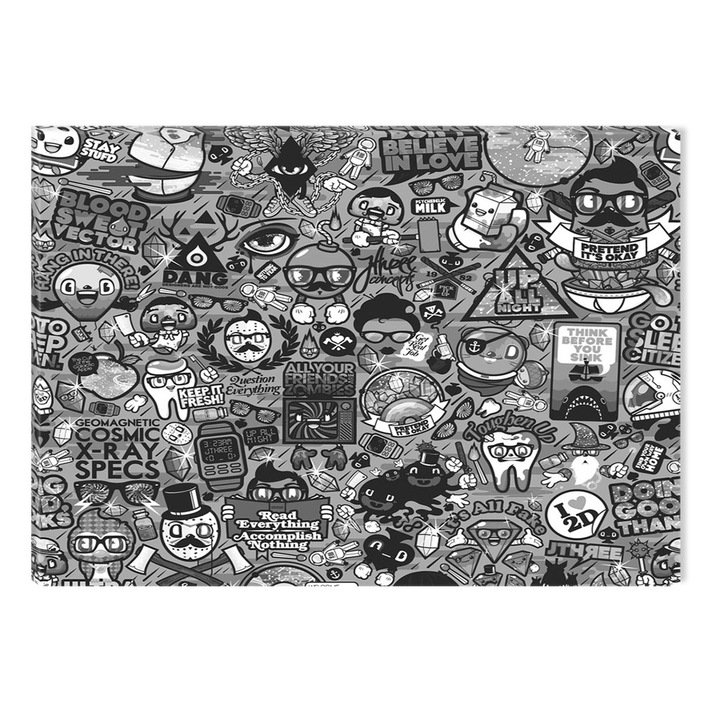 Tablou Alb-Negru Abstract Startonight, Arta pentru tineri, luminos in intuneric, 60 x 90 cm