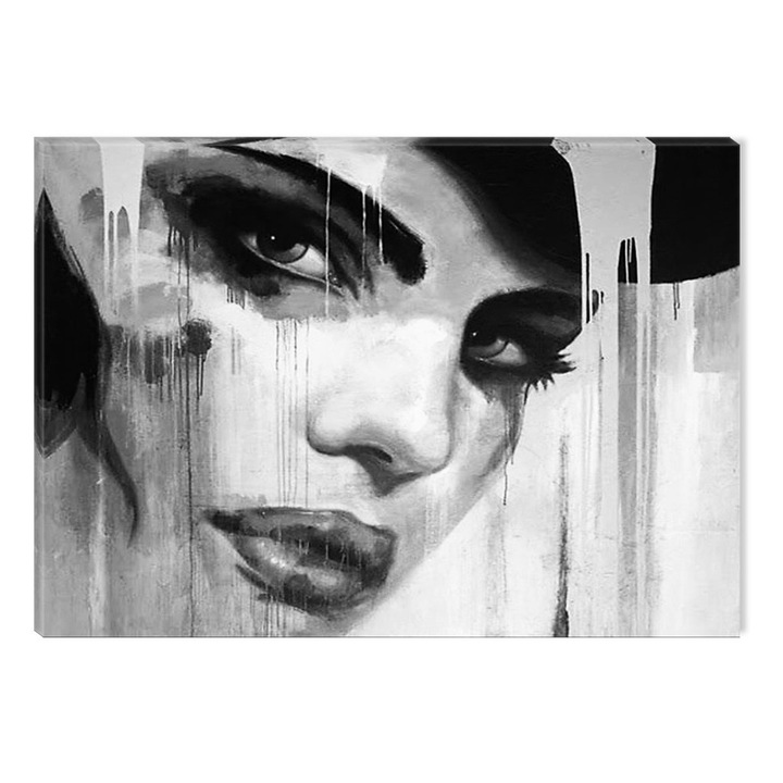 Tablou Alb-Negru Abstract Startonight, Privire intensa, luminos in intuneric, 60 x 90 cm