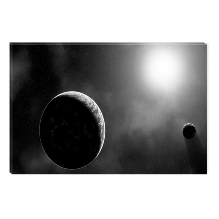 Tablou Alb-Negru Abstract Startonight, Planete, luminos in intuneric, 80 x 120 cm