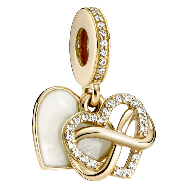 Pandantiv bratara in forma de inima, Eclatiana®, aur galben, S925/aur, aur de 14k, hipoalergenic, cutie cadou pentru bijuterii de inalta calitate