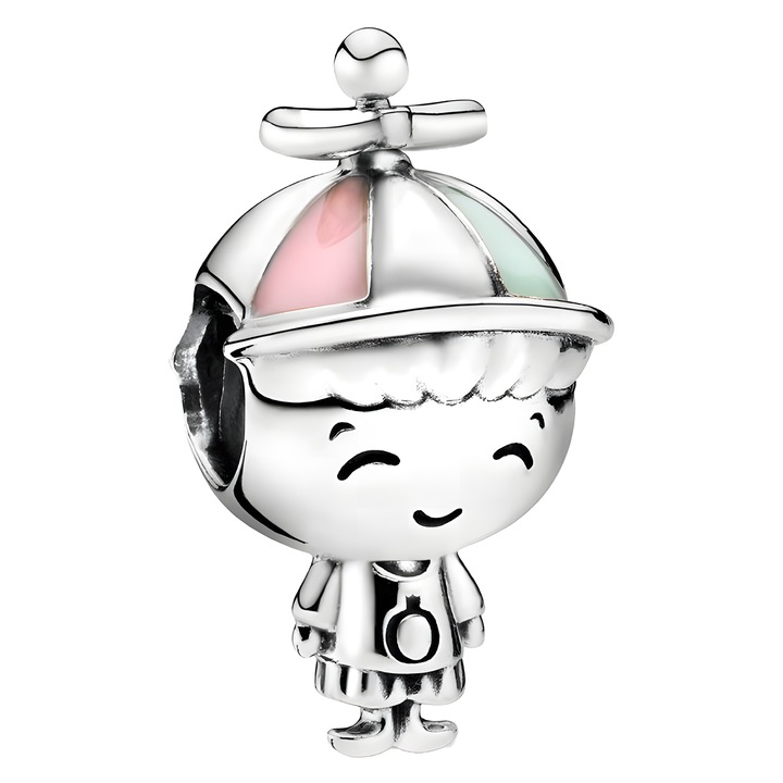 Bratara Talisman pentru baiat 925, Eclatiana®, Argint, roz/argintiu Boy