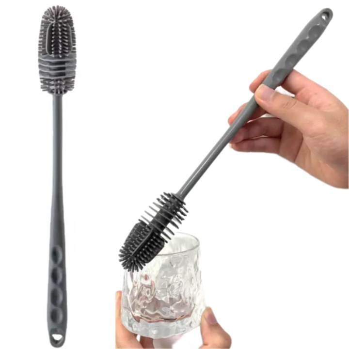Perie de silicon pentru spalarea sticlelor, Ultimar, 28x3cm, gri inchis, cap rotativ 360°