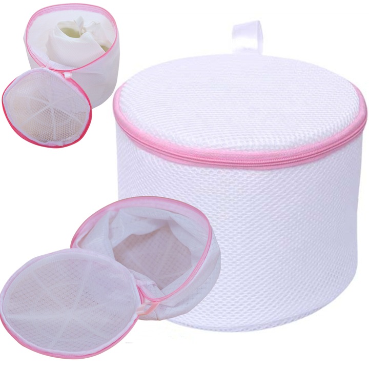 Sac de spalare cu fermoar pentru lenjerie si sosete, Ultimar, alb, 16x17cm