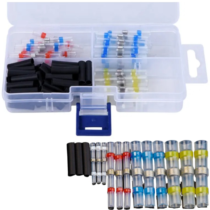 Set 100 conectori termocontractabili cu tina, Ultimar, multicolor, 12.5x6.5cm