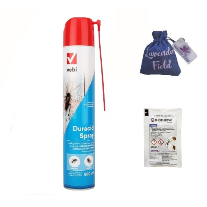 Insecticid Kothrine 20 gr anti insecte si spray gandaci 500 ml si sac lavanda LF 10 gr