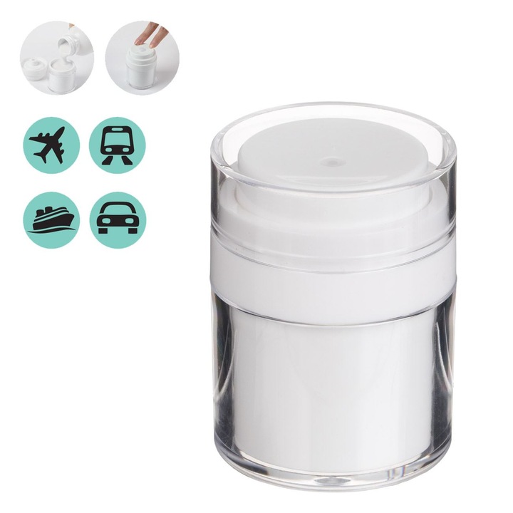 Recipient cosmetice alb cu pompa 30g