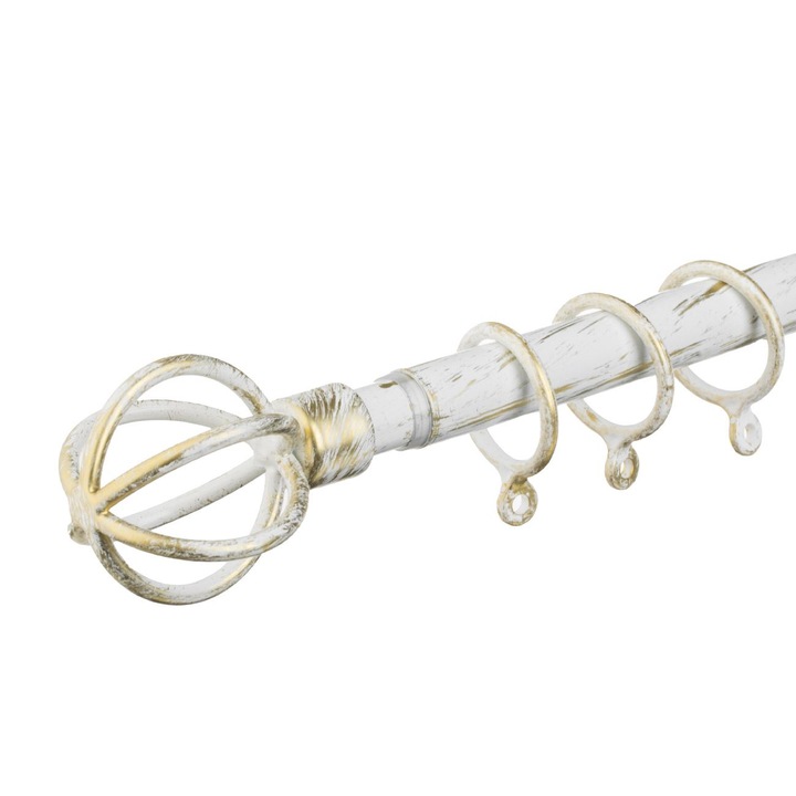 Galerie pentru perdele extensibila metalica alba brushed sfera 160-300cm