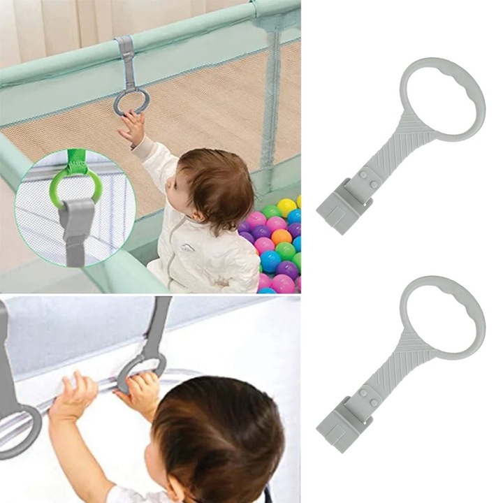 Tartó fogantyúk, Járókához és összecsukható ágyhoz, Honey Baby, Szürke, 2 darabos készlet, Myonna It & E- Commerce