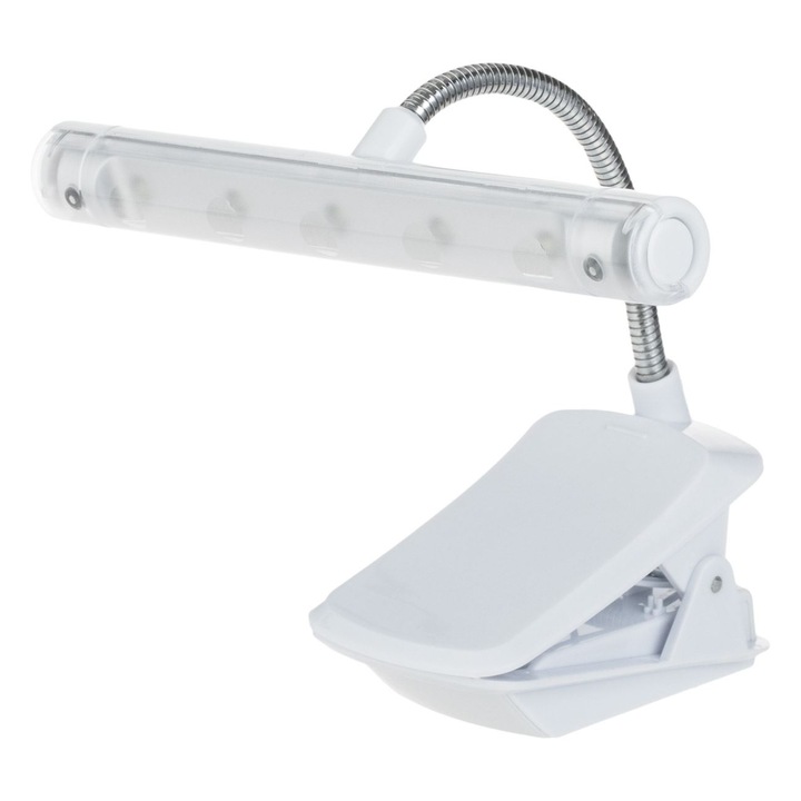 LED лампа за четене с щипка бяла 15 см