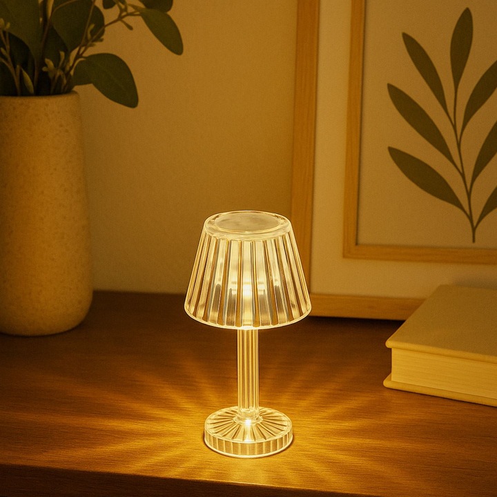 Mini veioza transparenta cu led ø6.5x12cm