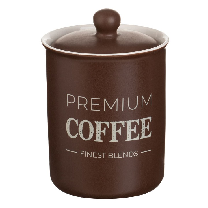 Recipient ceramic maro cu capac "coffee" 750ml