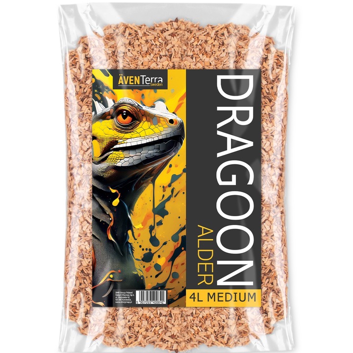 Средни елшови стърготини, Aventerra Sweden DRAGOON Alder Medium, абсорбираща подложка за влечуги, паяци и гризачи, опаковка 4 литра