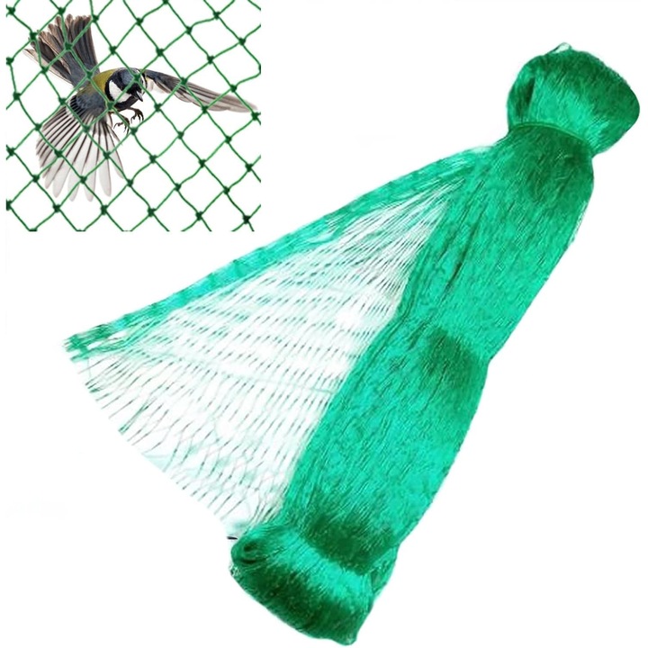 Plasa de Protectie pentru Pomi Fructiferi – Protejeaza Fructele impotriva Pasarilor, PVC, Verde, 400 x 500 cm