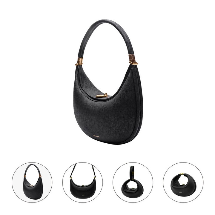 Geanta de mana pentru femei, stil modern si versatila, usoara, potrivita pentru deplasarile zilnice si iesiri in afara, care poate fi folosita si ca geanta peste umar sau in diagonala tip tote, Negru, 10.43in * 2.75in * 9.1in