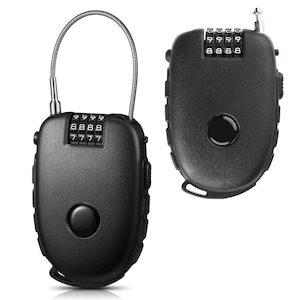 Set 2 antifurt bicicleta, SINBINTA, Antifurt cu cablu de otel si cifru, Portabil, Rezistent la coroziune si uzura, Rezistent la taiere sau rupere, Impermeabil, Anti rugina, Reutilizabile, Pentru motocicleta, casca, ABS, 72 cm, Negru