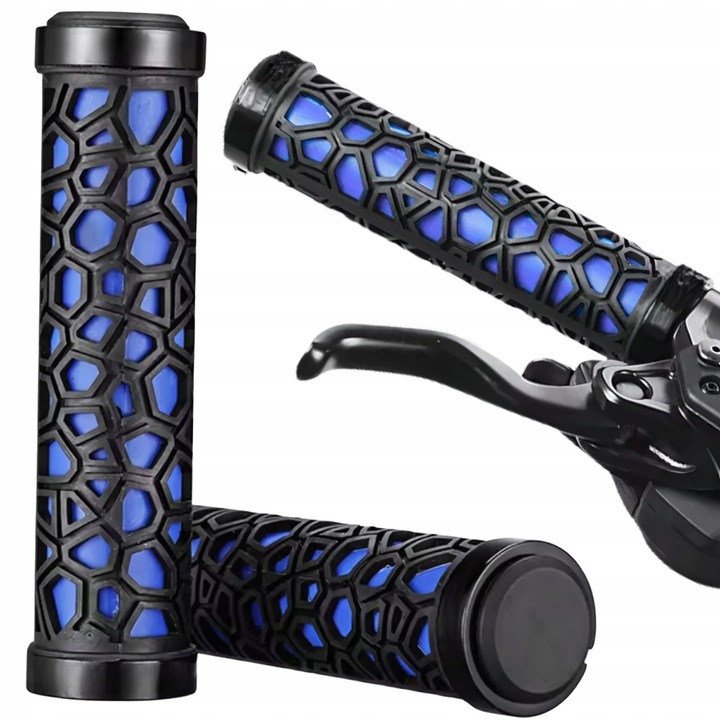 Set Manere Bicicleta, Gearox, Albastru, Material Cauciuc, Lungime Manere 13.5 cm, Latime Manere 3 cm, Sistem De Prindere Cu Surub, 2 Bucati