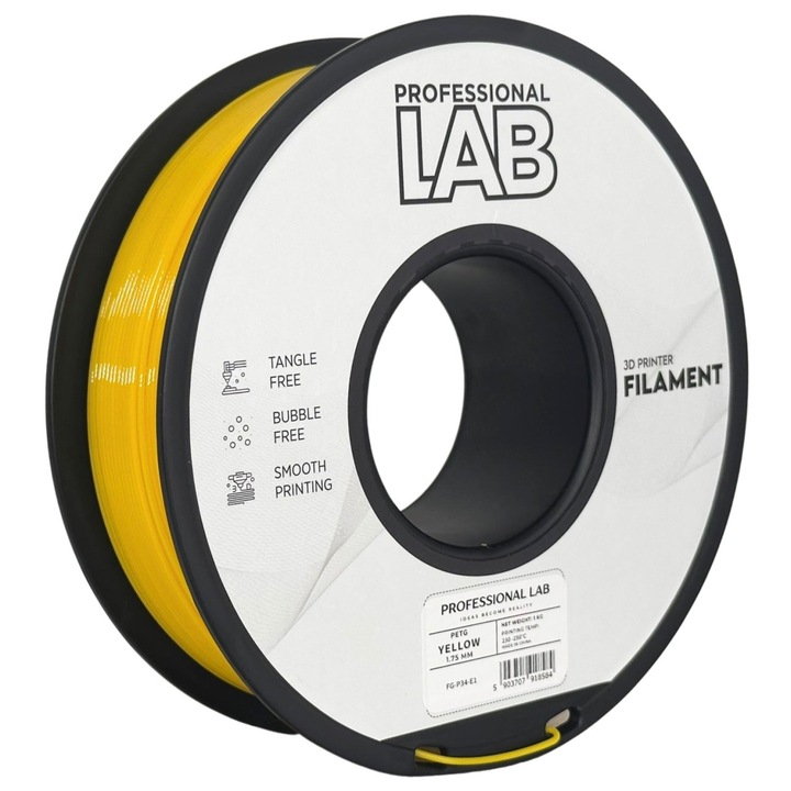 Filament PETG, Profesional LAB, Galben, 1.75 mm, 1 kg