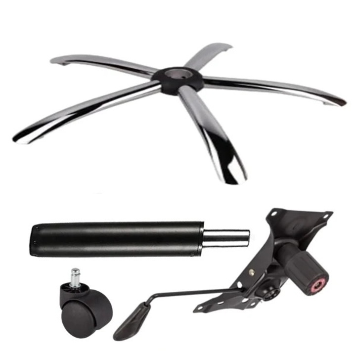 Set placuta balans metalica 22 cm x 15 cm, baza 60 cm, rola universala Ø11 mm si cilindru piston, gaz, pentru scaune birou, negru, 35 cm