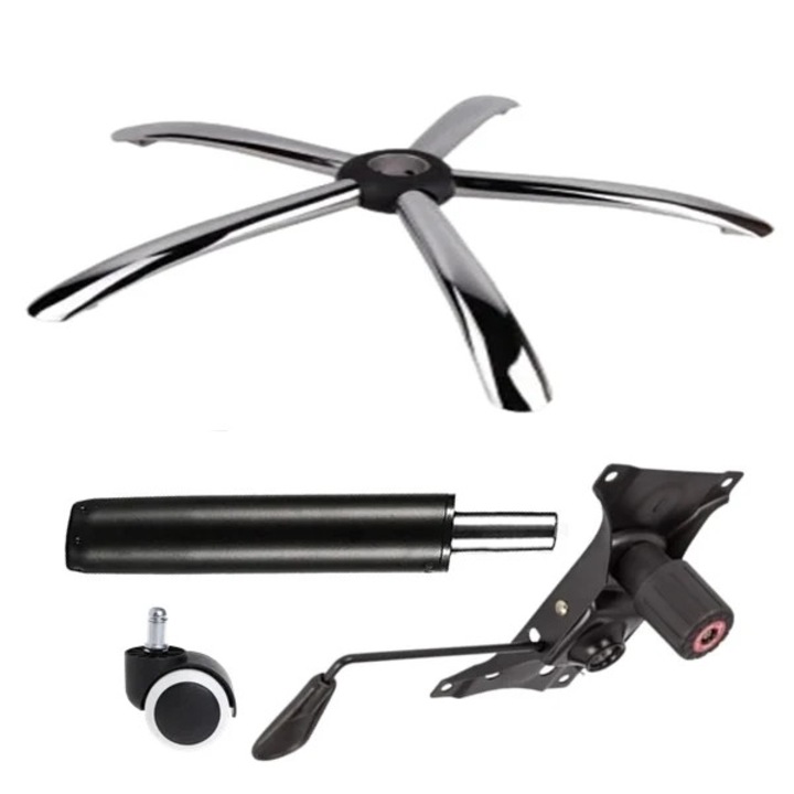 Set placuta balans metalica 22 cm x 15 cm, baza 60 cm, rola universala cauciuc si cilindru piston, gaz, pentru scaune birou, negru, 35 cm